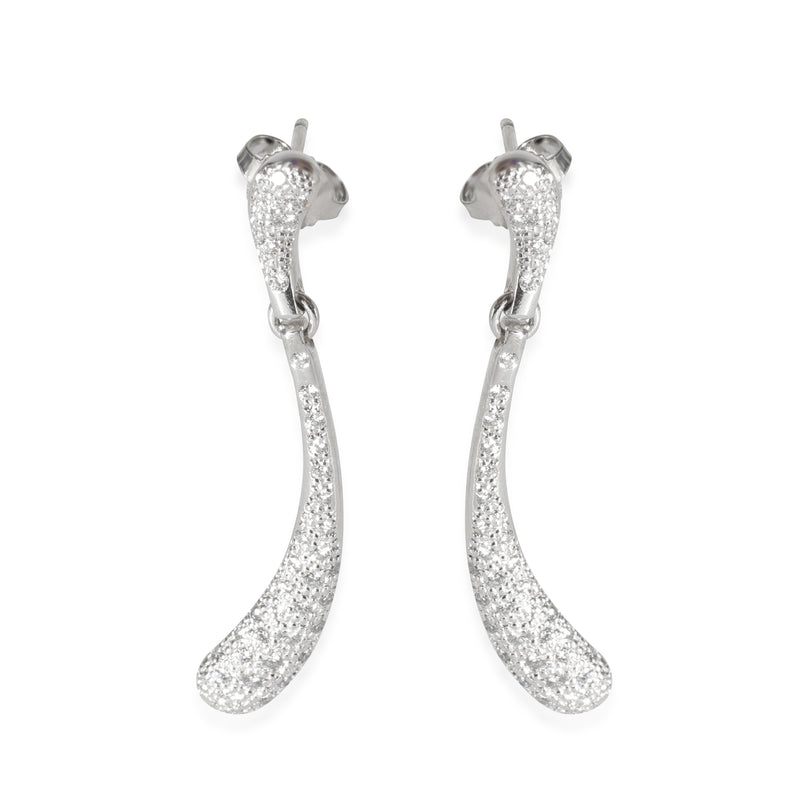 Elsa Peretti Teardrop Diamond Drop Earrings in Platinum 0.75 CTW