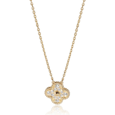 Vintage Alhambra Diamond Pendant 18K Yellow Gold, 0.48 CTW