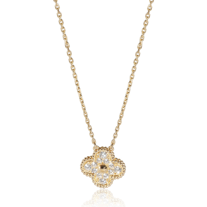 Vintage Alhambra Diamond Pendant 18K Yellow Gold, 0.48 CTW