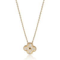 Vintage Alhambra Diamond Pendant 18K Yellow Gold, 0.48 CTW