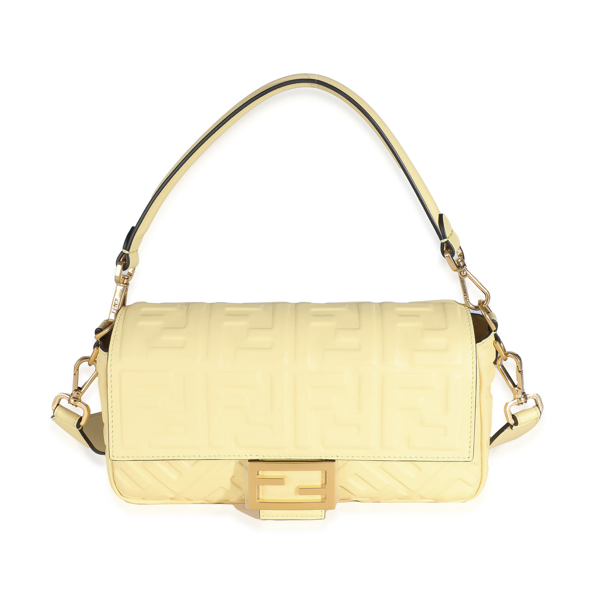 Yellow Nappa FF 1974 Embossed Medium Baguette Bag