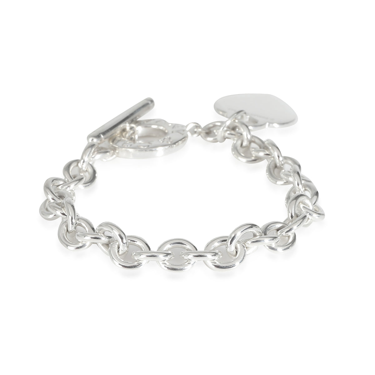 Heart Tag Bracelet With Toggle Clasp in Sterling Silver