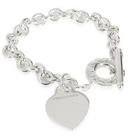 Heart Tag Bracelet With Toggle Clasp in Sterling Silver