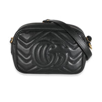Black Matelasse Chevron Mini GG Marmont Camera Bag