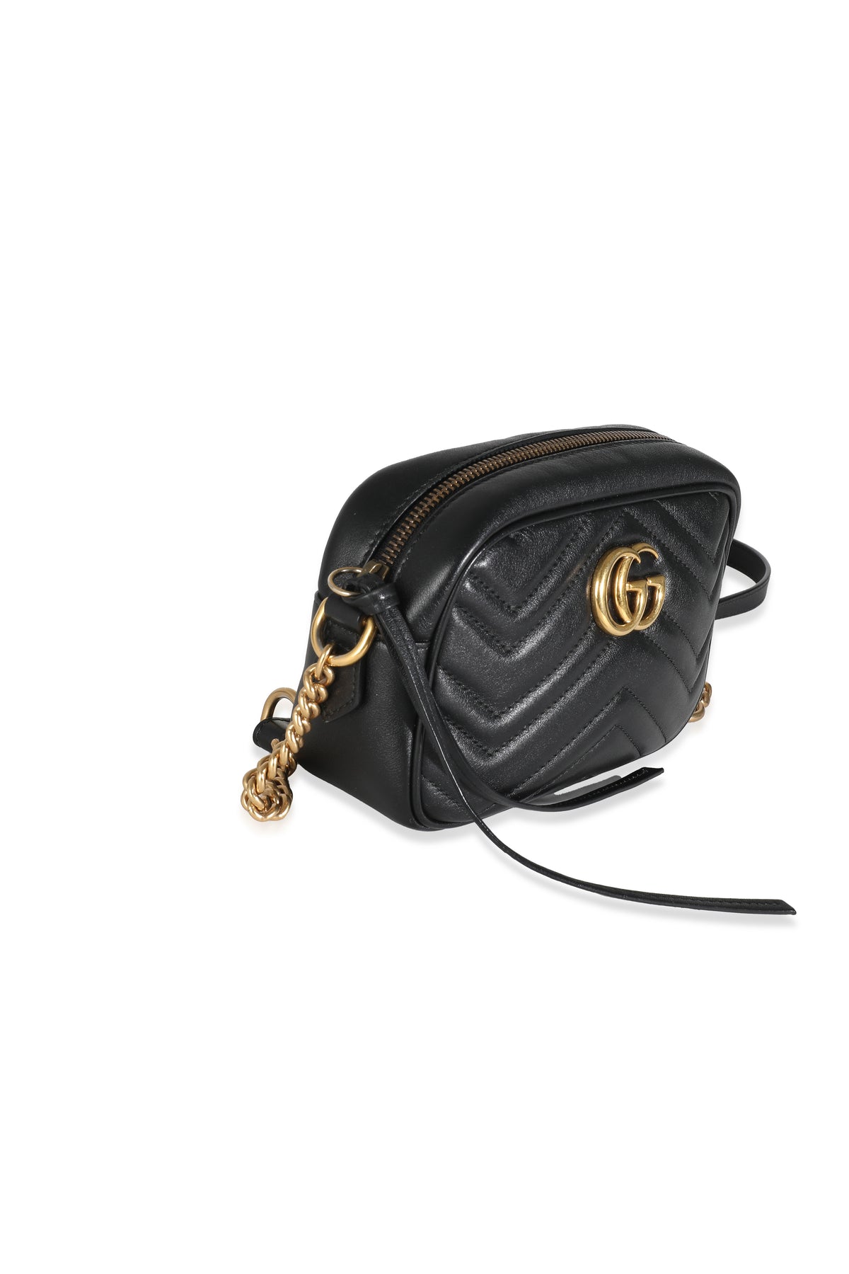 Black Matelasse Chevron Mini GG Marmont Camera Bag