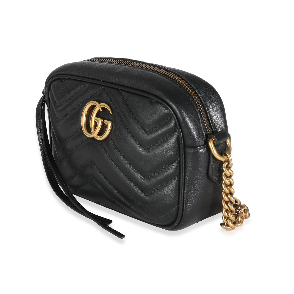 Black Matelasse Chevron Mini GG Marmont Camera Bag