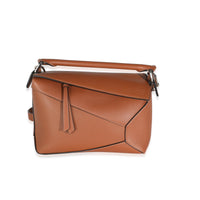 Tan Calfskin Small Puzzle Edge Bag
