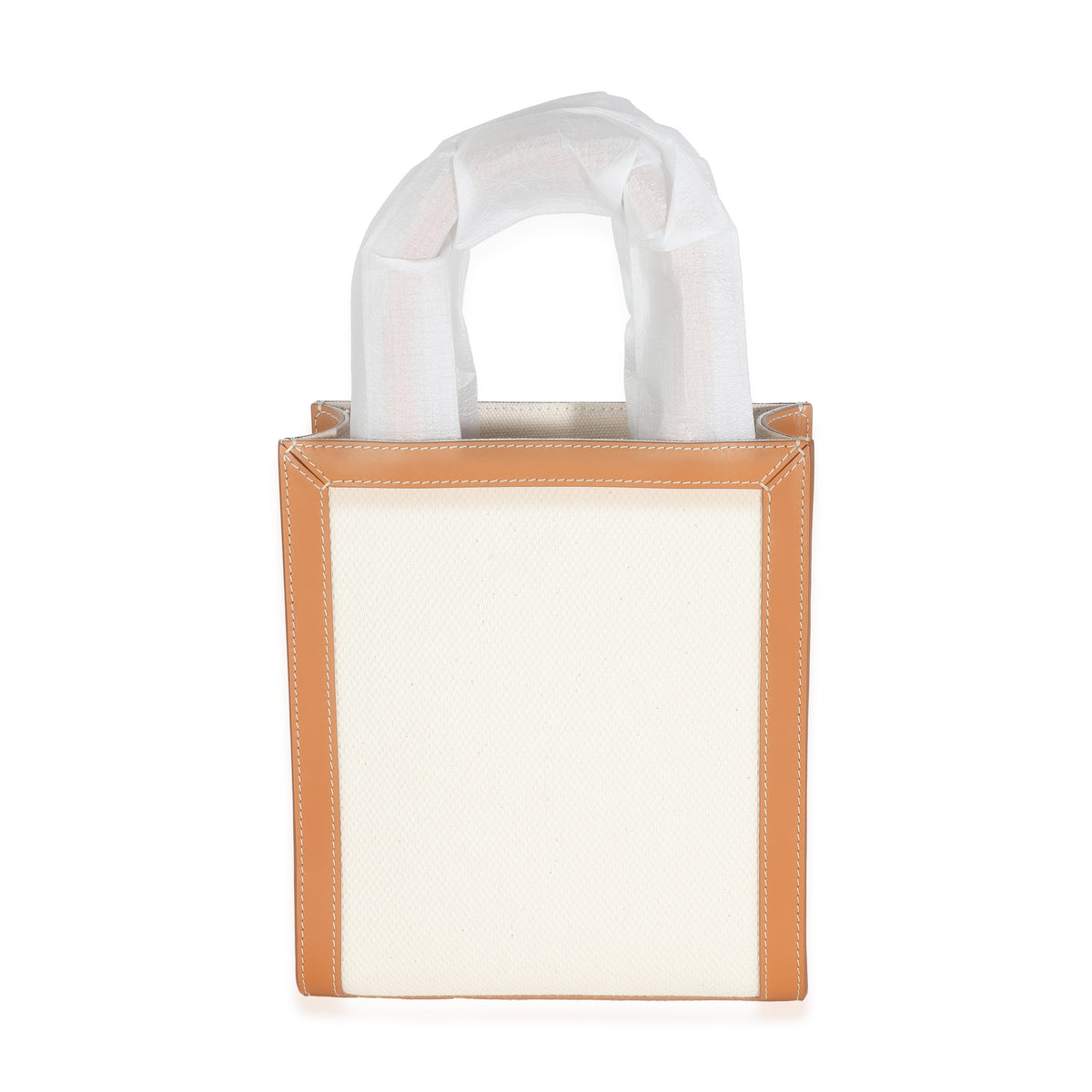 Celine Natural Tan Canvas Calfskin Mini Vertical Cabas Handbag bv