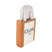 Celine Natural Tan Canvas Calfskin Mini Vertical Cabas Handbag pv