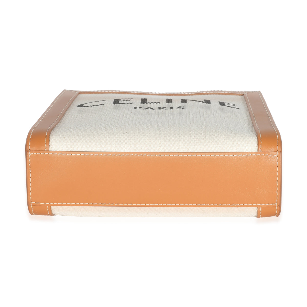 Celine Natural Tan Canvas Calfskin Mini Vertical Cabas Handbag stamp