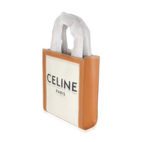 Celine Natural Tan Canvas Calfskin Mini Vertical Cabas Handbag sv