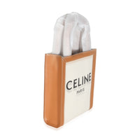 Natural Tan Canvas Calfskin Mini Vertical Cabas