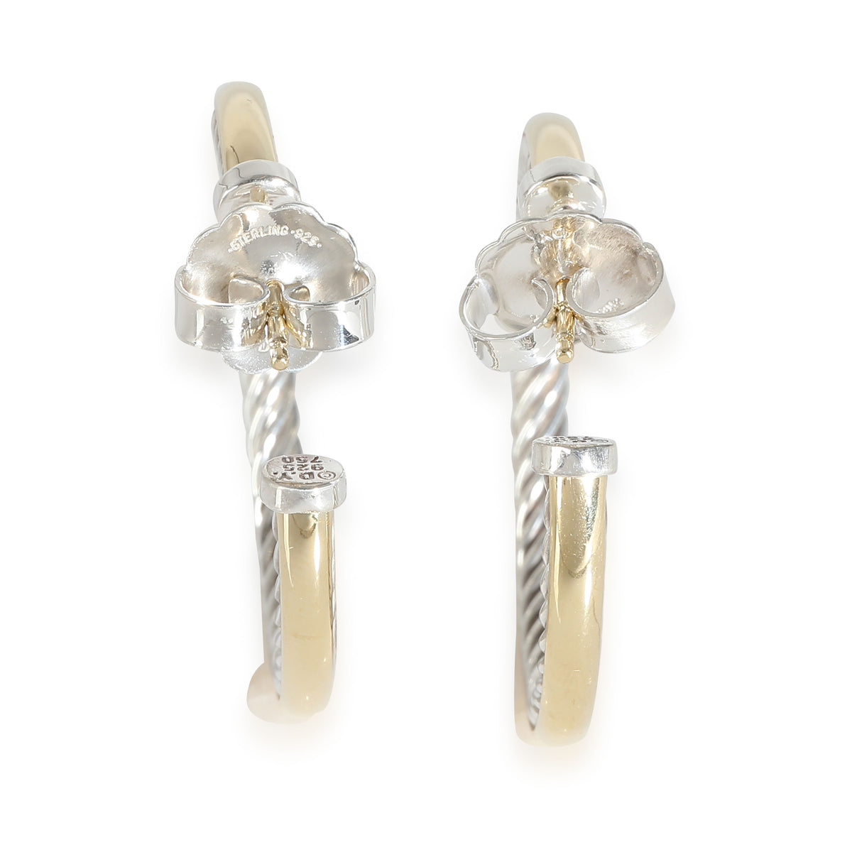 Cable Collection Earrings in 18k Yellow Gold/Sterling Silver