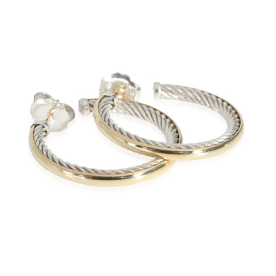 Cable Collection Earrings in 18k Yellow Gold/Sterling Silver