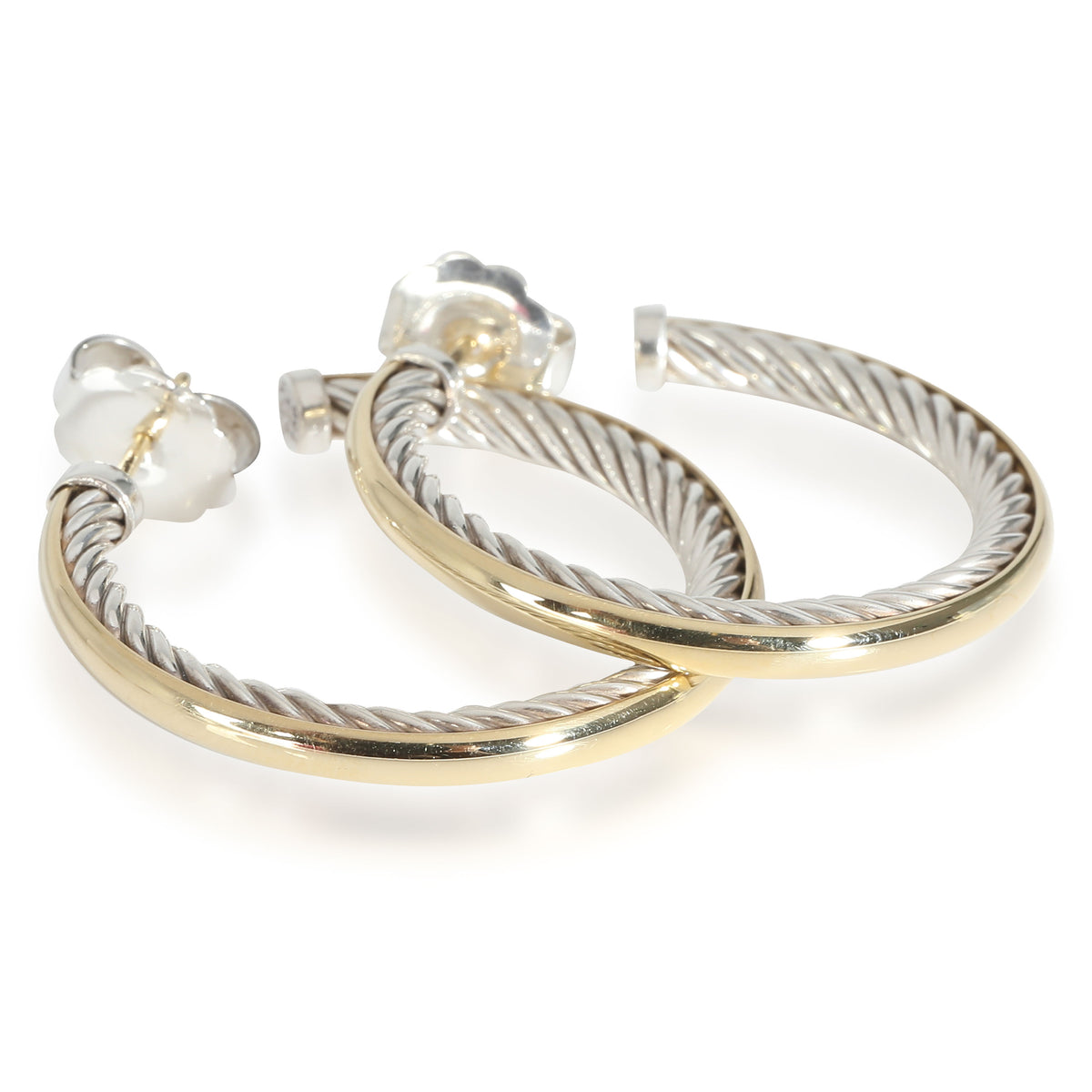 Cable Collection Earrings in 18k Yellow Gold/Sterling Silver