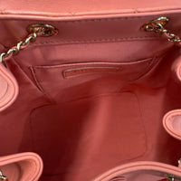 Pink Quilted Lambskin Mini Duma Drawstring Backpack