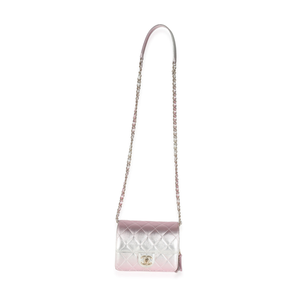 Chanel Gold Pink Ombre Metallic Lambskin Like A Wallet Flap Bag Handbag av