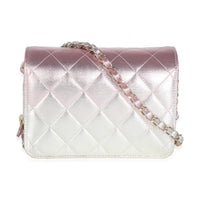 Chanel Gold Pink Ombre Metallic Lambskin Like A Wallet Flap Bag Handbag bv