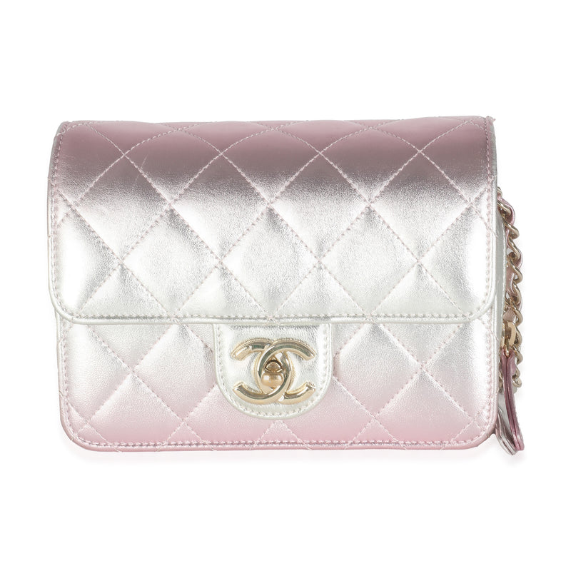 Gold Pink Ombre Metallic Lambskin Like A Wallet Flap Bag