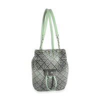 Green Black Washed Quilted Denim Denimpression Backpack