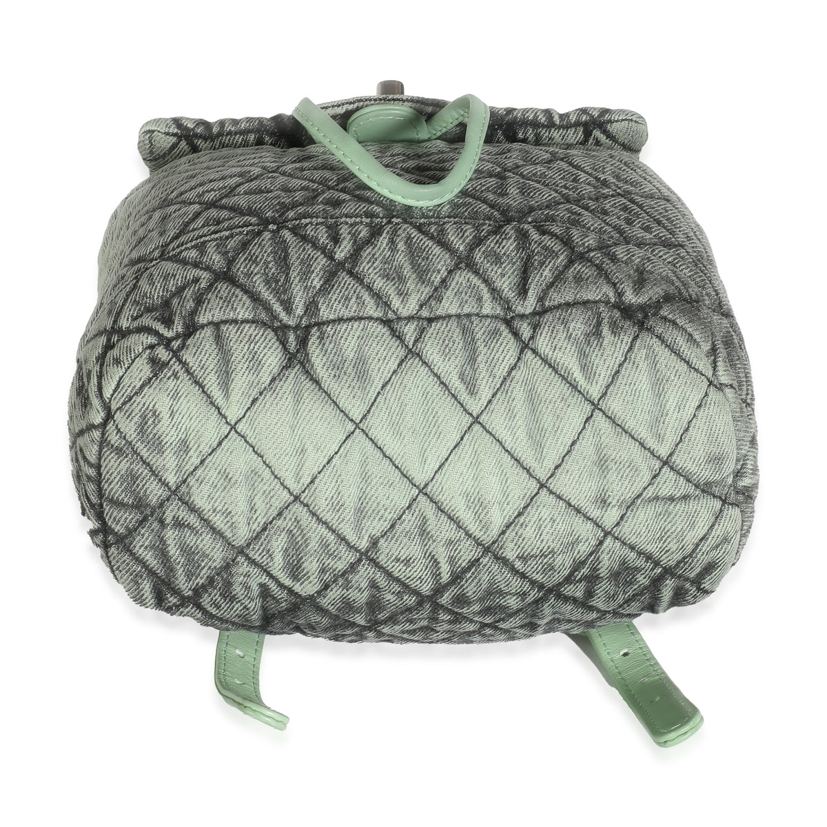 Green Black Washed Quilted Denim Denimpression Backpack