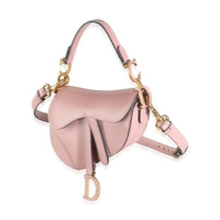 Antique Pink Smooth Calfskin Mini Saddle Bag