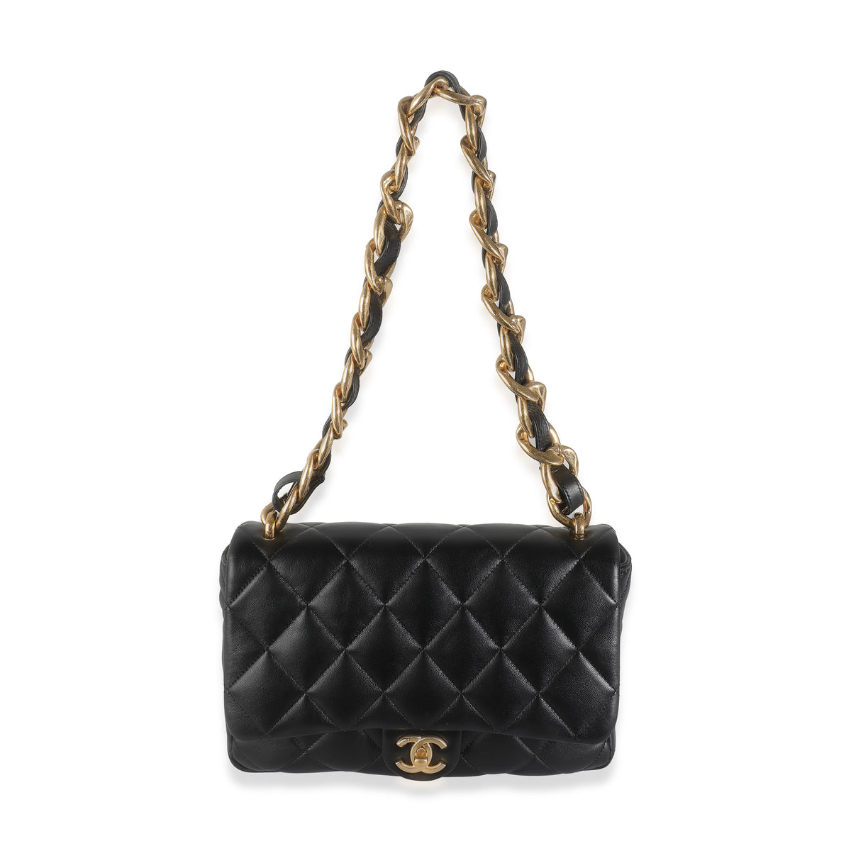 22S Black Quilted Lambskin Large CC Funky Town Flap Bag