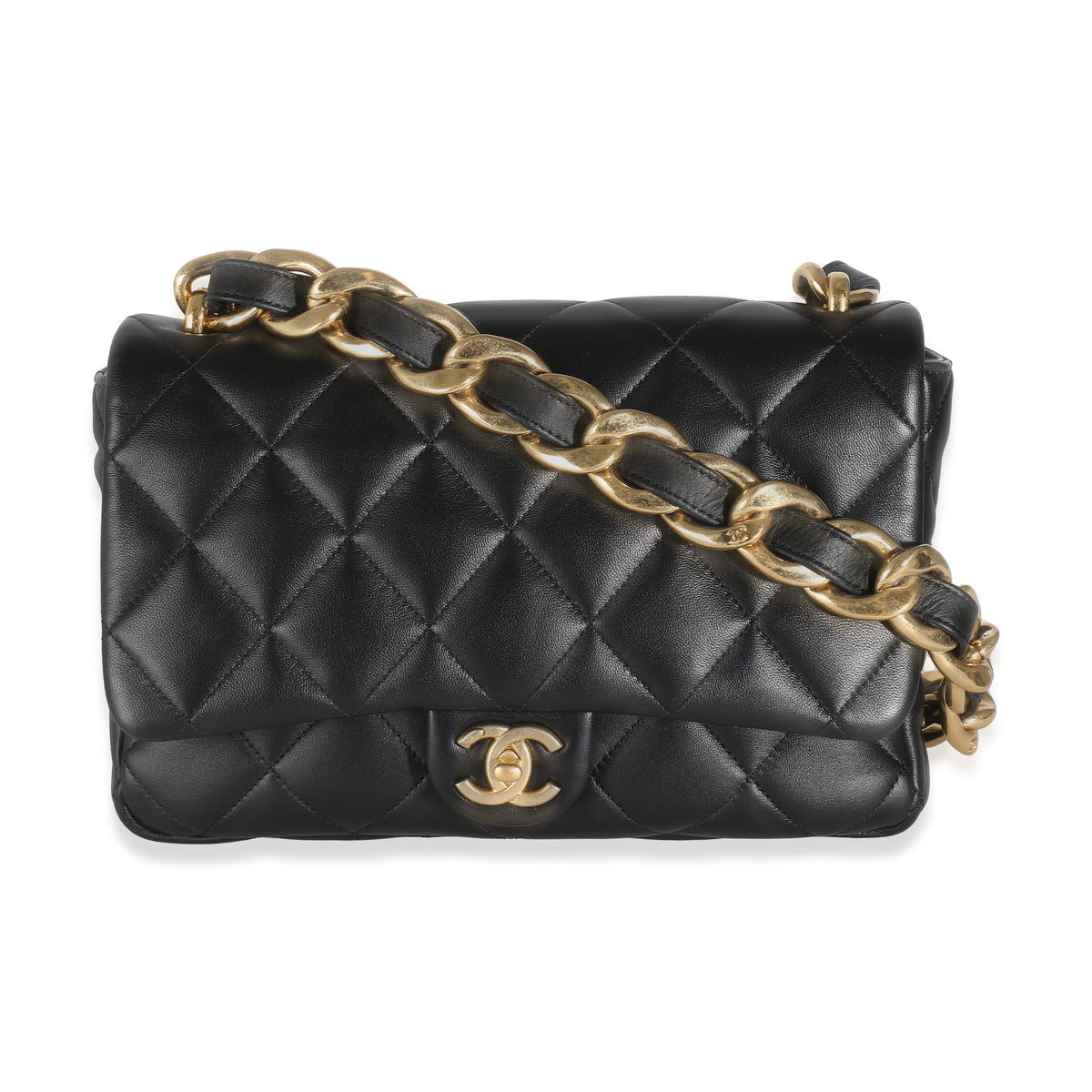Chanel 22S Black Quilted Lambskin Large CC Funky Town Flap Bag