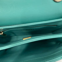 24C Turquoise Quilted Lambskin Mini Trendy Top Handle