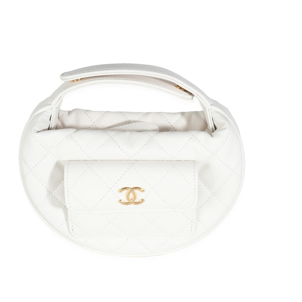 White Quilted Caviar Polly Pocket Hobo