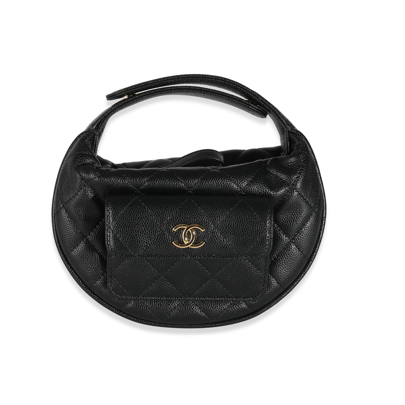 Black Quilted Caviar Polly Pocket Hobo