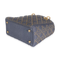 Navy Studded Cannage Denim Medium Supple Lady Dior