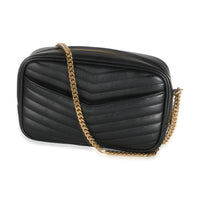 Black Chevron Calfskin Mini Lou Camera Bag