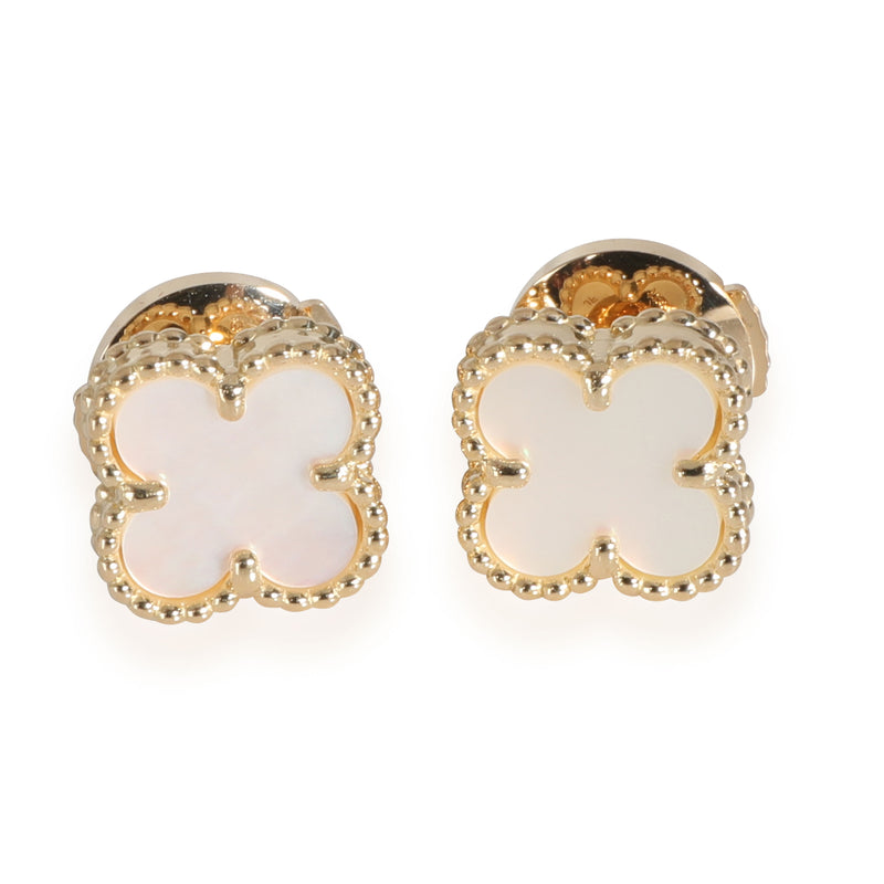 Alhambra Mother Of Pearl Earrings in 18k Yellow Gold