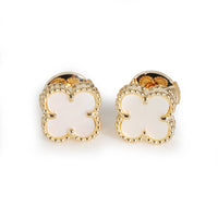 Alhambra Mother Of Pearl Earrings in 18k Yellow Gold