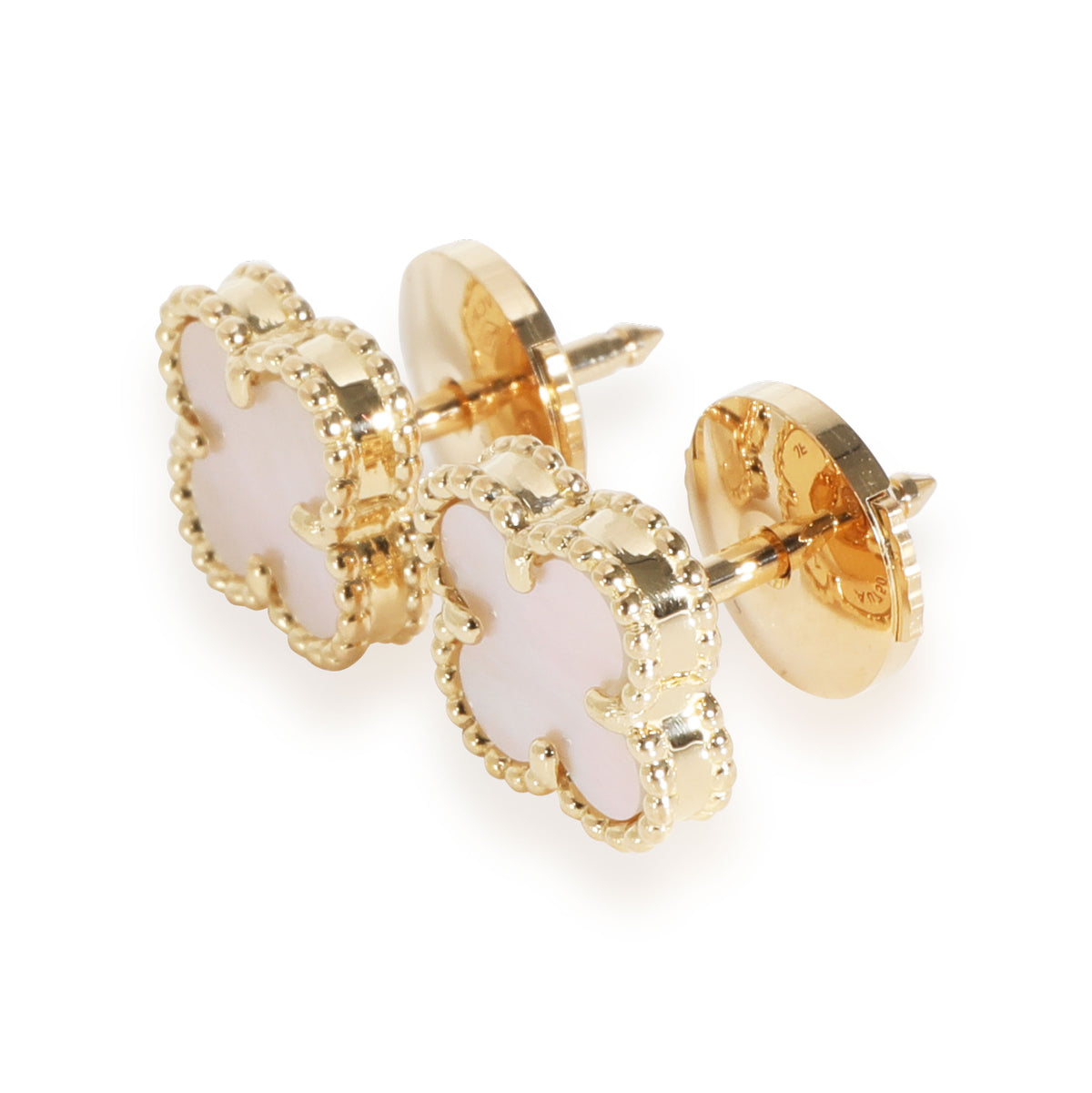 Sweet Alhambra Mother Of Pearl Earrings in 18k Yellow Gold