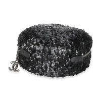 Black Silver Sequin Round Chain Bag