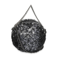 Black Silver Sequin Round Chain Bag