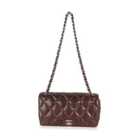 Brown Quilted Studded Lambskin Medium Single Flap Bag