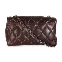 Brown Quilted Studded Lambskin Medium Single Flap Bag