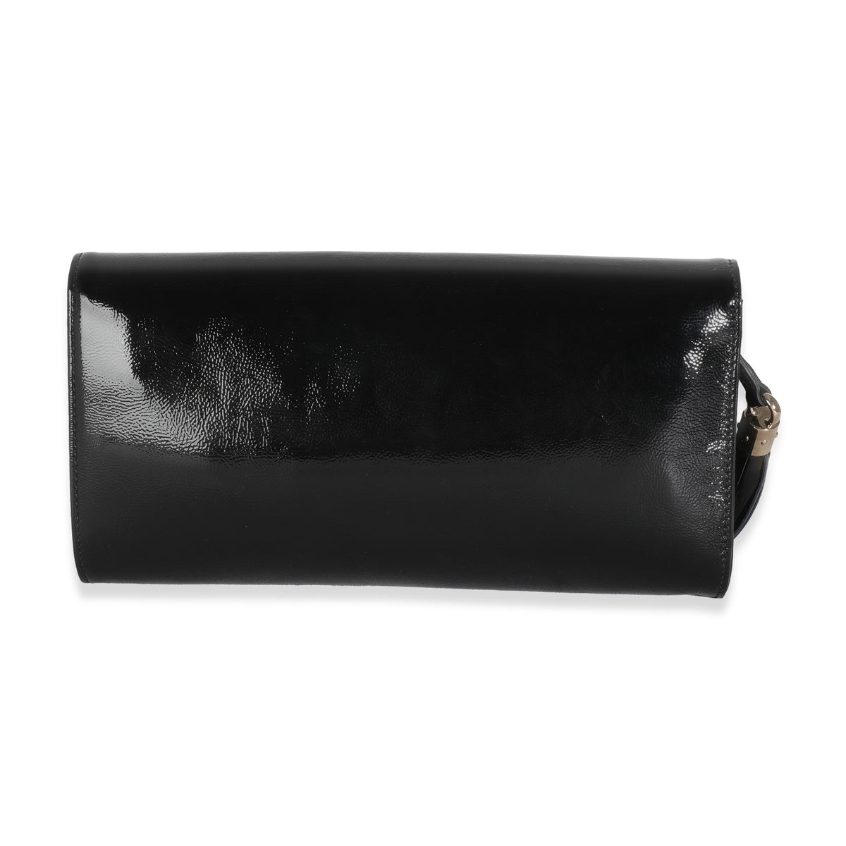 Black Patent Soho Flap Tassel Clutch