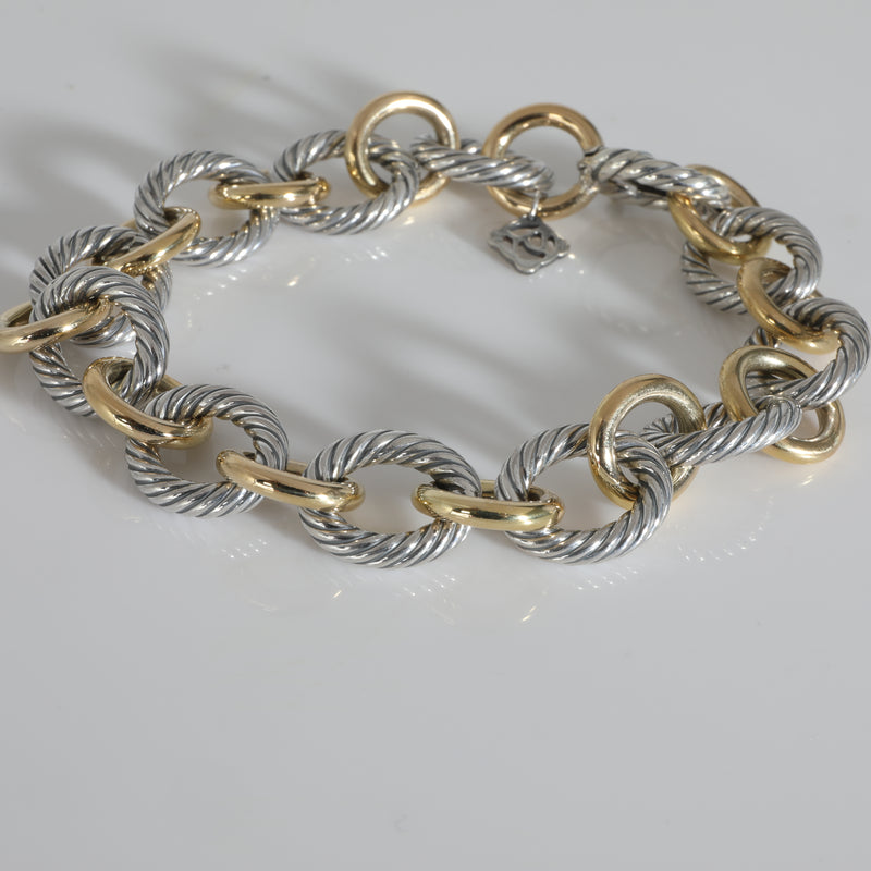 Chain Collection Bracelet in 18k Yellow Gold/Sterling Silver