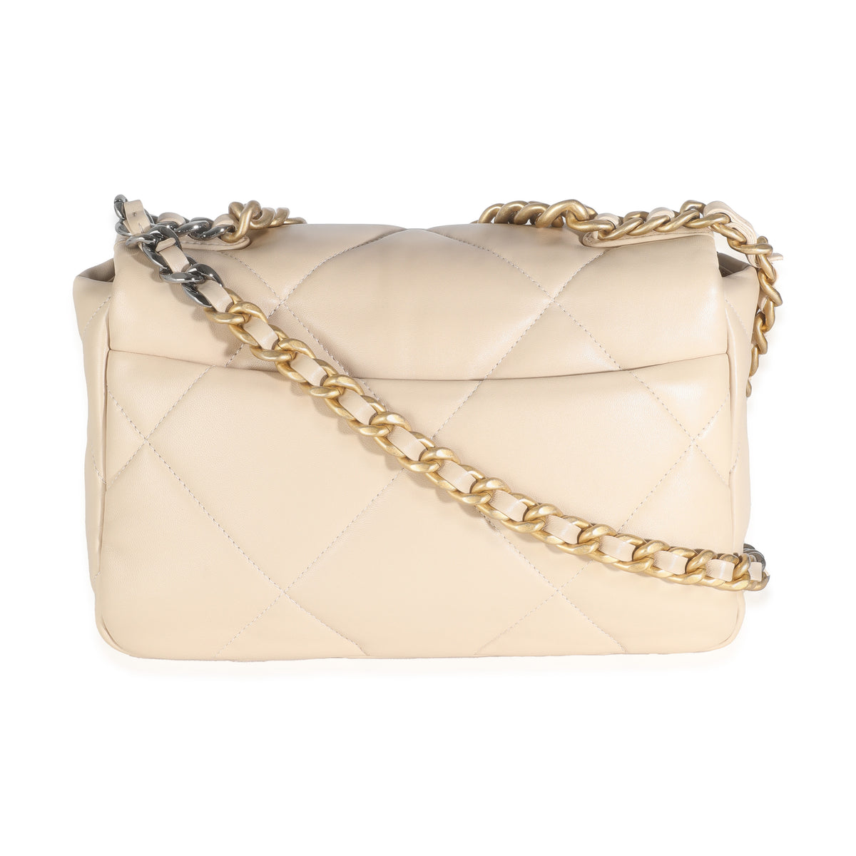 Beige Quilted Lambskin Small Chanel 19 Flap Bag