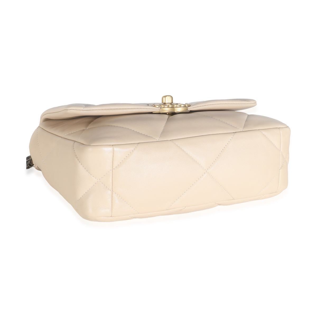 Beige Quilted Lambskin Small Chanel 19 Flap Bag