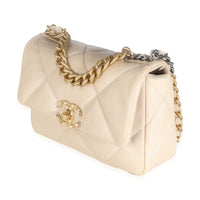 Beige Quilted Lambskin Small Chanel 19 Flap Bag