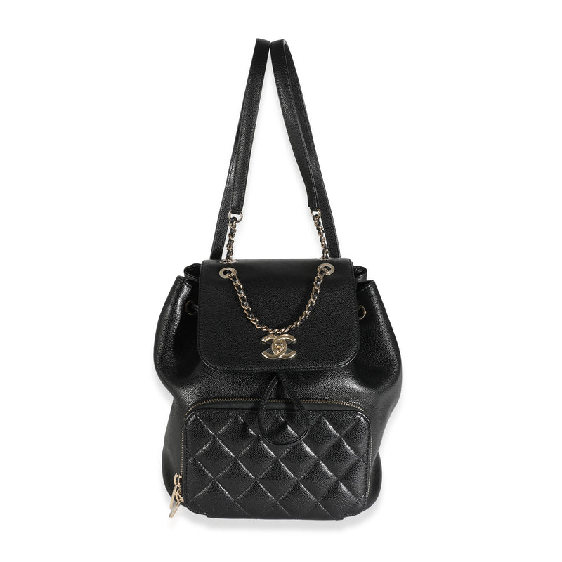 Black Quilted Caviar Business Affinity Backpack