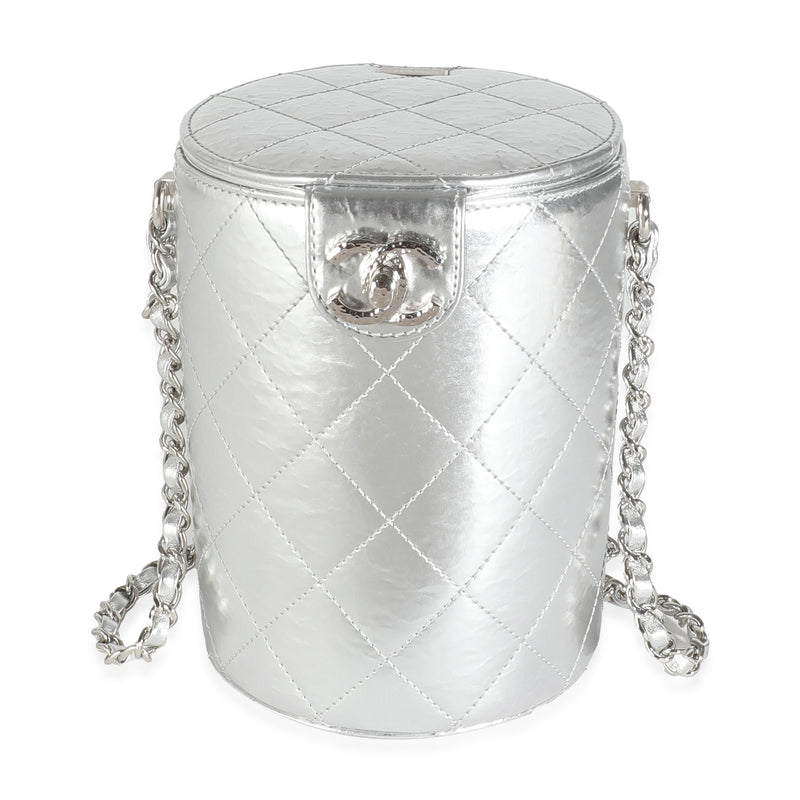 Silver Metallic Lambskin CC Vanity Case