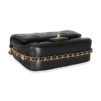 Black Quilted Lambskin Chain Around Mini Square Flap Bag