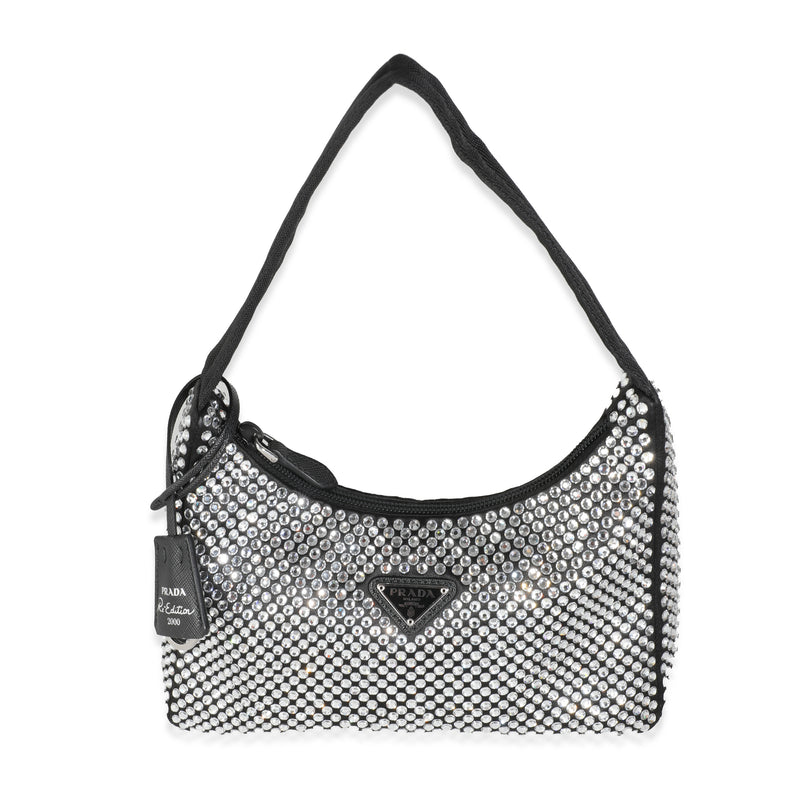 Black Satin Crystal Mini Re-Edition 2000 Hobo