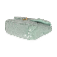 Light Green Sequin Small Chanel 19 Flap Bag